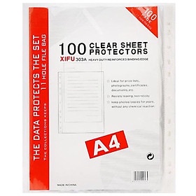Túi đựng tài liệu sơ mi đục lỗ khổ A4 - 1 túi 100 cái trong suốt bền dai đựng hồ sơ văn phòng - HOKAMI STORE