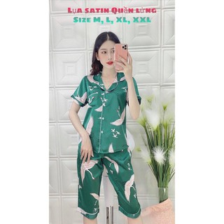 Đồ bộ pijama lụa satin lửng hạt nữ