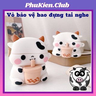 Vỏ bảo vệ bao đựng tai nghe ✔️ case airpod 1 2 Pro ✔️ Bò sữa
