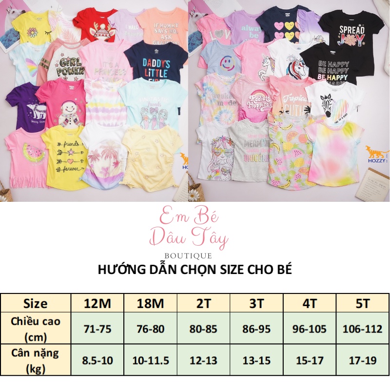 Áo thun bé gái cotton nhiều màu, nhiều kiểu dáng Garanimals size 3T-5T (8.5-19kgs) made in Cambodia dư xịn (Phần 2)