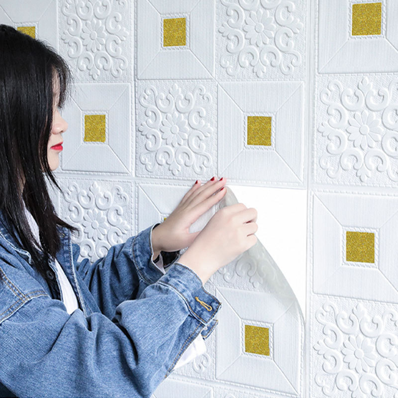 Miếng Dán Tường / Trần Nhà Họa Tiết Gạch 3d Bằng Xốp Xpe Chống Va Chạm Không Thấm Nước 35x35cm