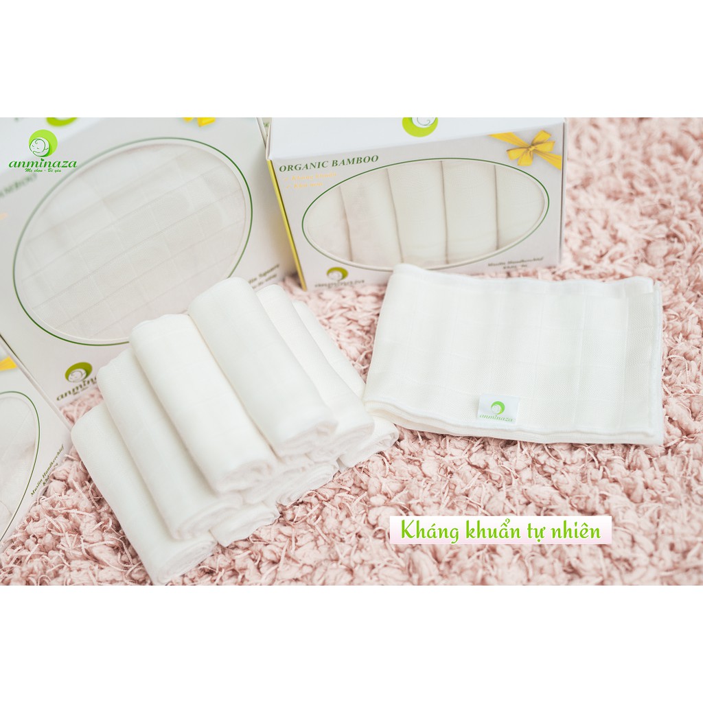Set 5 khăn sữa sợi tre 2 lớp Anminaza (A3052)