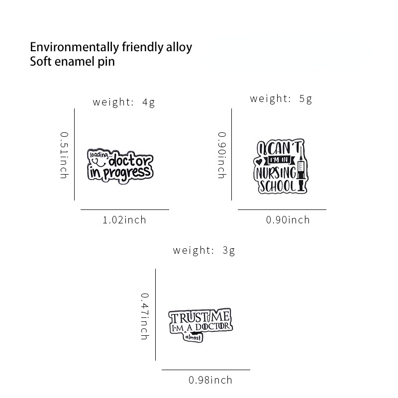 Ghim cài áo MISS ZOE thiết kế chữ cái câu nói bác sĩ y tá hoạt hình vui nhộn tráng men đáng yêu cho trẻ em