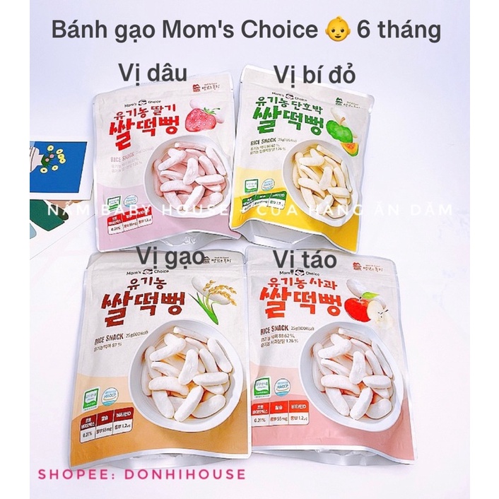 Date 6-8/2024 - Bánh gạo MOM'S CHOICE Hàn Quốc cho bé ăn dặm từ 6 tháng trở lên date mới nhất