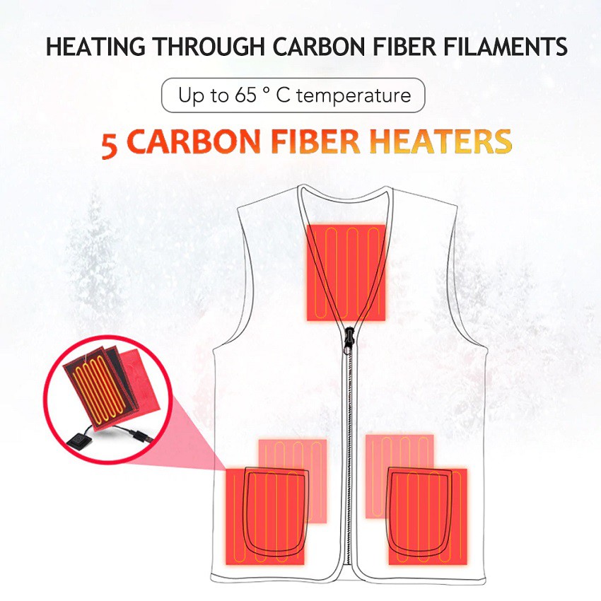 Áo ghi lê sưởi ấm dùng pin dự phòng, Có điều chỉnh nhiệt độ từ 45 độ đến 65 độ - GIDISO
