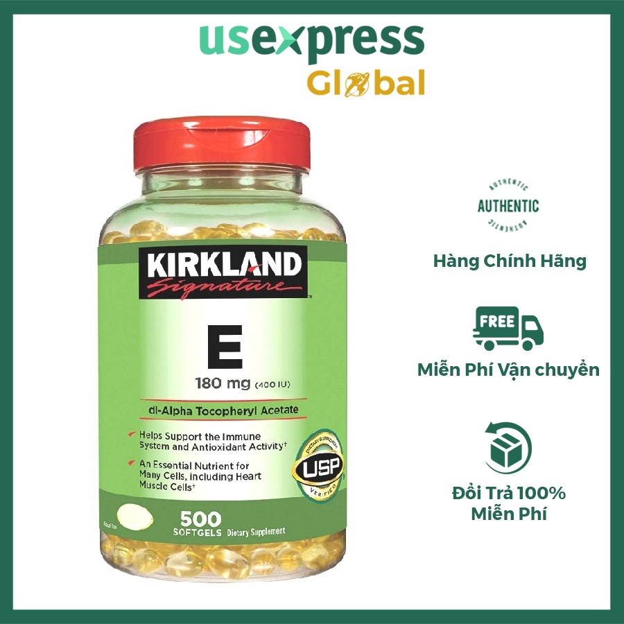 Vitamin E Kirkland 500 viên của Mỹ đẹp da, chống lão hoá, giữ mãi tuổi xuân