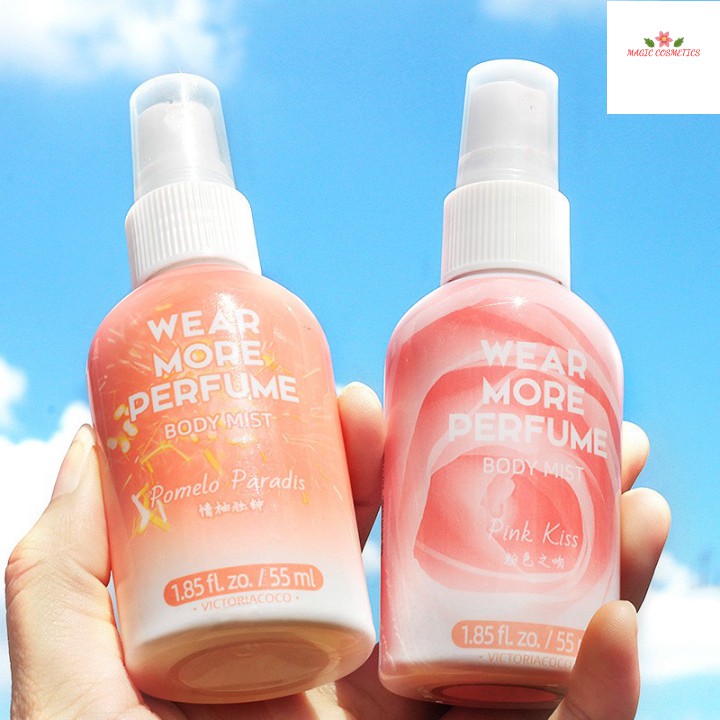 [Mã giảm giá] 🌈🍓🍊 Nước Hoa Nữ Xịt Thơm Body Mist Wear More Perfume Hương Trái Cây 55ml