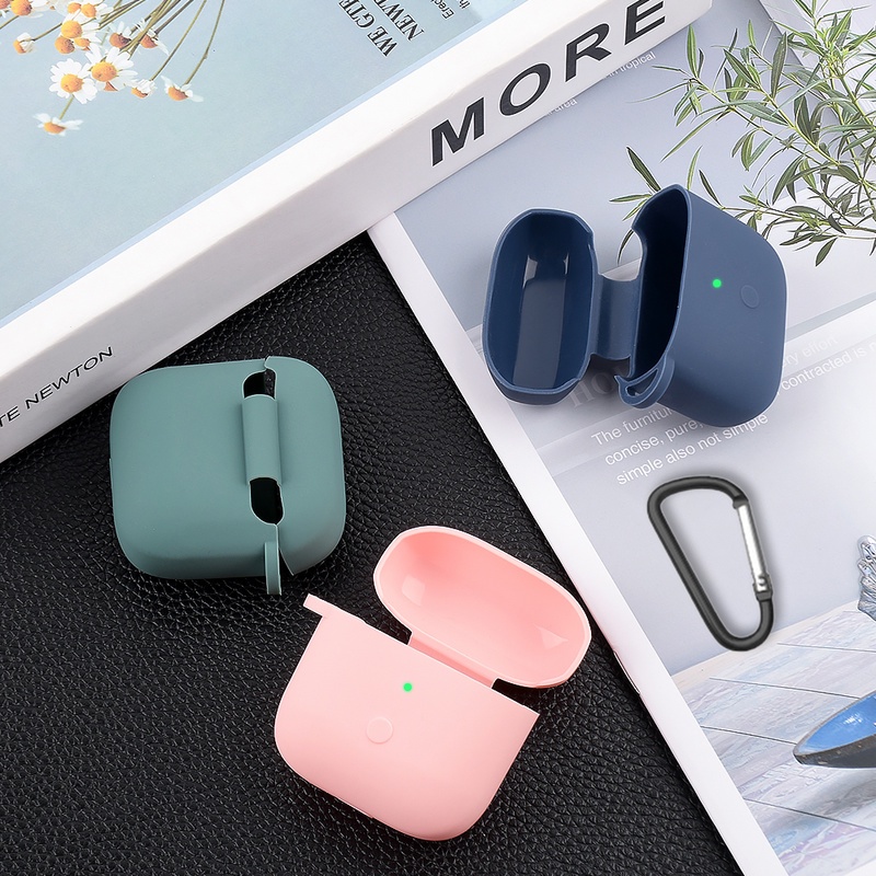 Vỏ Bảo Vệ Hộp Sạc Tai Nghe Không Dây Xiaomi Redmi Buds 3 Bằng Silicon Màu Kẹo Kèm Móc Cài Tiện Dụng