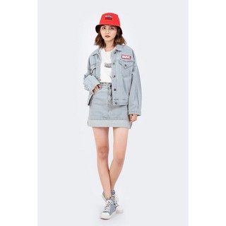 Áo Khoác BOO jeans nữ đính patch Marvel