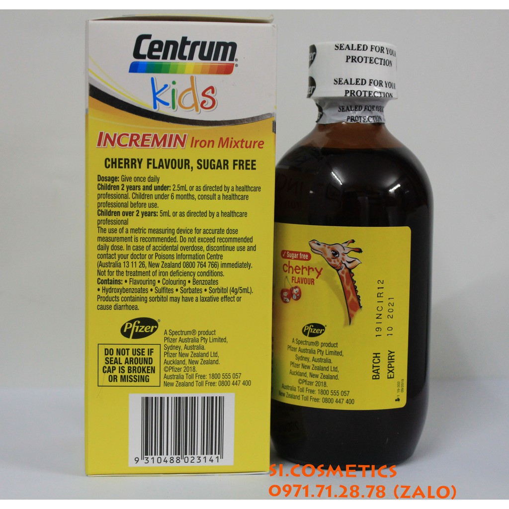 Siro Centrum Kids Incremin Iron Mixture Của Úc 200ml