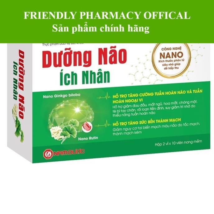 DƯỠNG NÃO ÍCH NHÂN – Hỗ trợ lưu thông máu, tăng cường tuần hoàn não, giảm đau đầu, mất ngủ (20 viên)