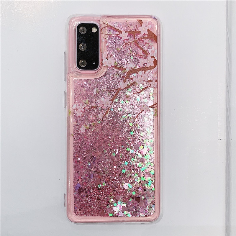 Ốp Điện Thoại Kim Tuyến Nước Hình Hoa Đào Cho Samsung Galaxy S23 S22 S21 S20 S10 S9 S8 + S21FE S20FE Note 20 10 + Ultra