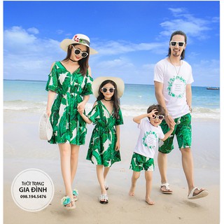 Set đồ gia đình váy cổ V
