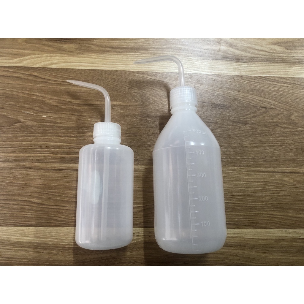 Bình tia nhựa trắng, thể tích 250ml-500ml-1000ml, nhựa PP, vòi cong tiện lợi, chứa nước cất, dung dịch tẩy rửa