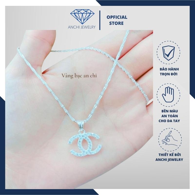 Dây chuyền mặt chữ X đính đá trẻ trung, chuẩn bạc ta sáng lung linh, Anchi jewelry