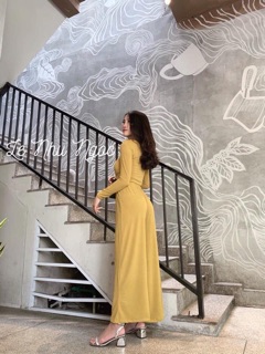Set len Áo xoắn eo Quần suông (4 màu)