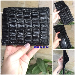 Ví 2 Mặt Da Cá Sấu Gai Lưng Màu Đen