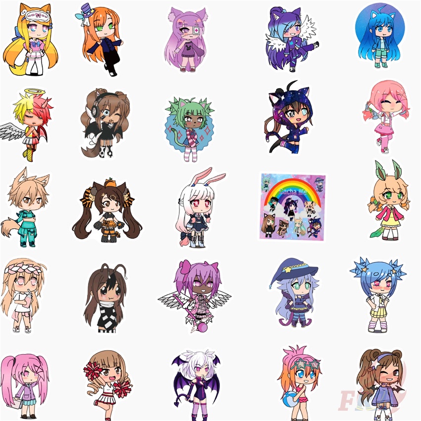 100 chiếc/ bộ hình dán Doodle Gacha Life Series A ACGN Games chống thấm nước thời trang tự làm