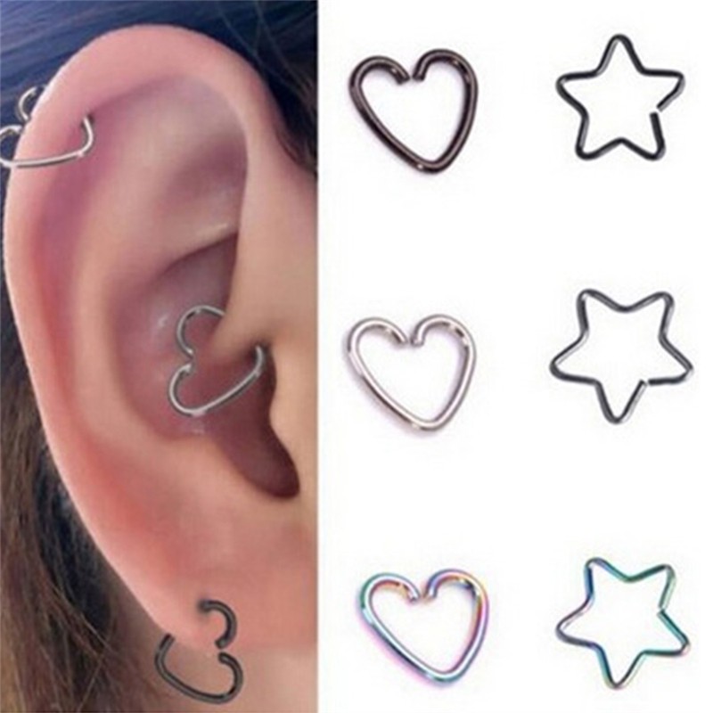 Khuyên tai trái tim/ngôi sao bằng hợp kim thời trang nữ