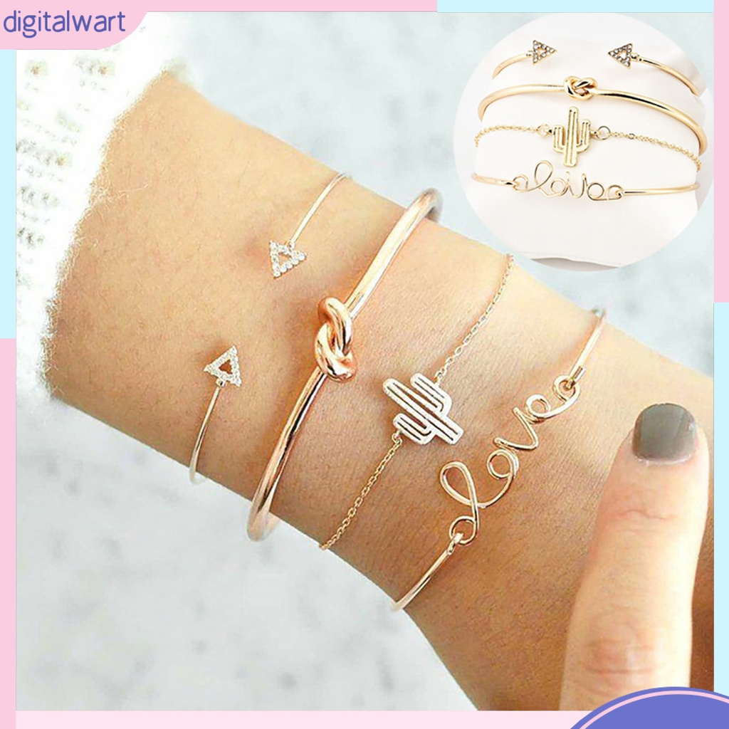 Bộ 4 Vòng Đeo Tay Nữ Phong Cách Vintage Xinh Xắn