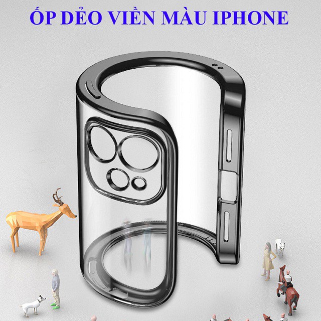 Ốp iphone - ôp Lưng Trong Dẻo Viền Vuông Mạ Màu dành cho Ip 7plus/8plus/X/Xs//Xs Max/11/11 Promax/ 12/ 12 Pro Max đẹp