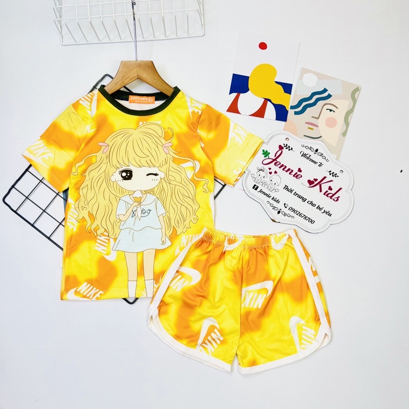 Đồ bộ bé gái, bộ thể thao bé gái vải thun lạnh 3D Jennie Kids J408