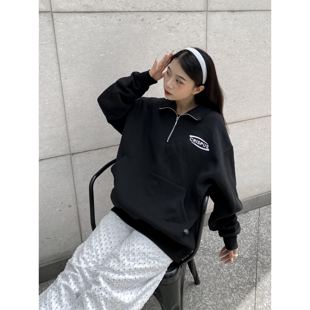 ÁO HALF ZIP SIMPLE ĐEN