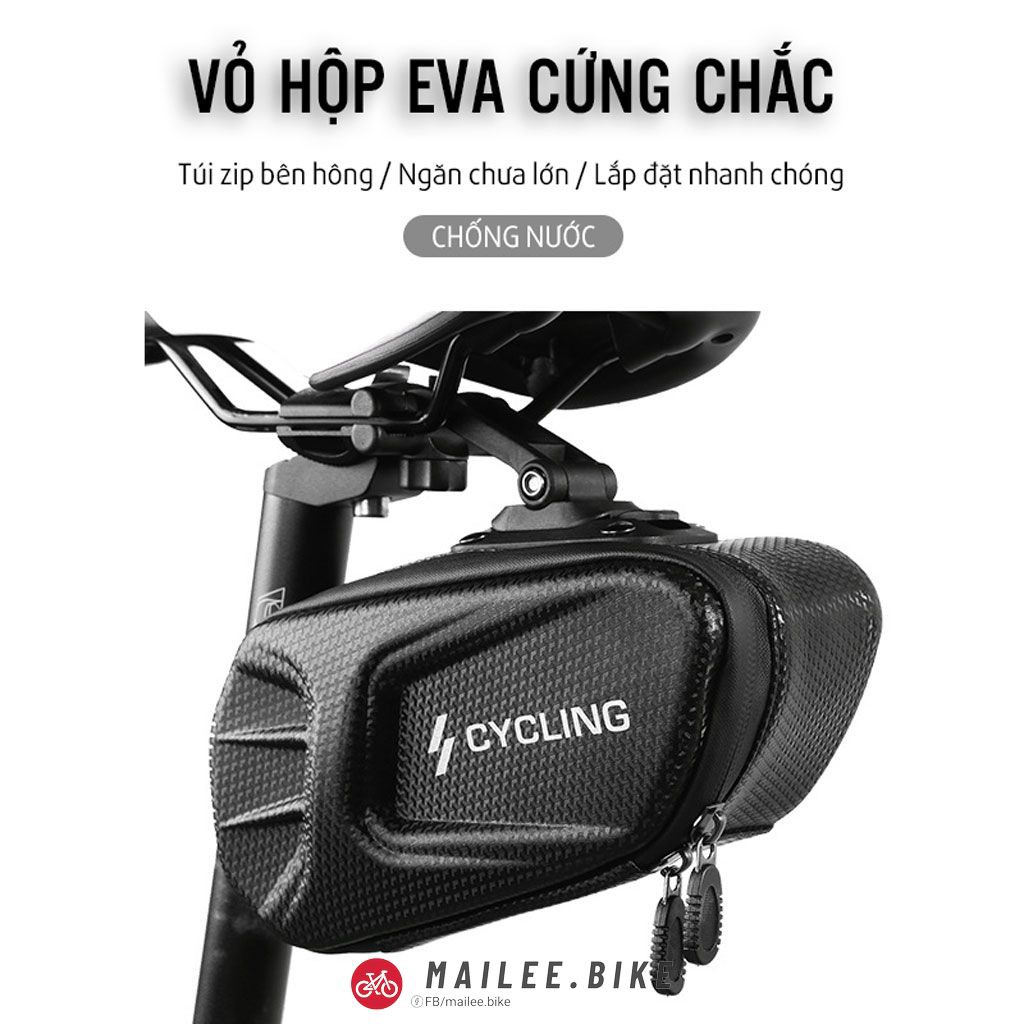 Túi Đựng Phụ Kiện Đạp Xe Dung Tích Lớn 1 Lít Đựng Phụ Kiện Treo Yên Xe Đạp Chống Nước Form Cứng Cáp Bền Bỉ