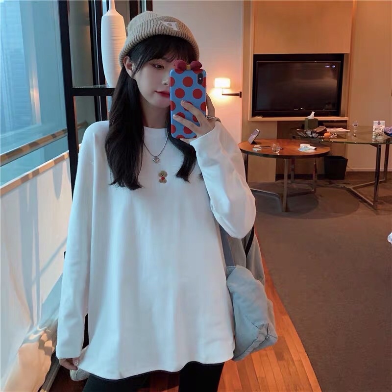 Áo Thun Dài tay Nữ cổ tròn form rộng, chất Nỉ bông dày dặn, hình gấu cute - Hàng QC | BigBuy360 - bigbuy360.vn