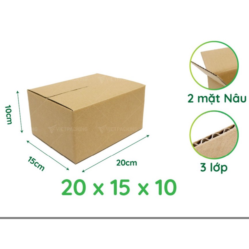 (20 x 15 x10) 10 Hộp Carton Đóng Hàng Giá Rẻ, Thùng Carton, Hộp Ship COD