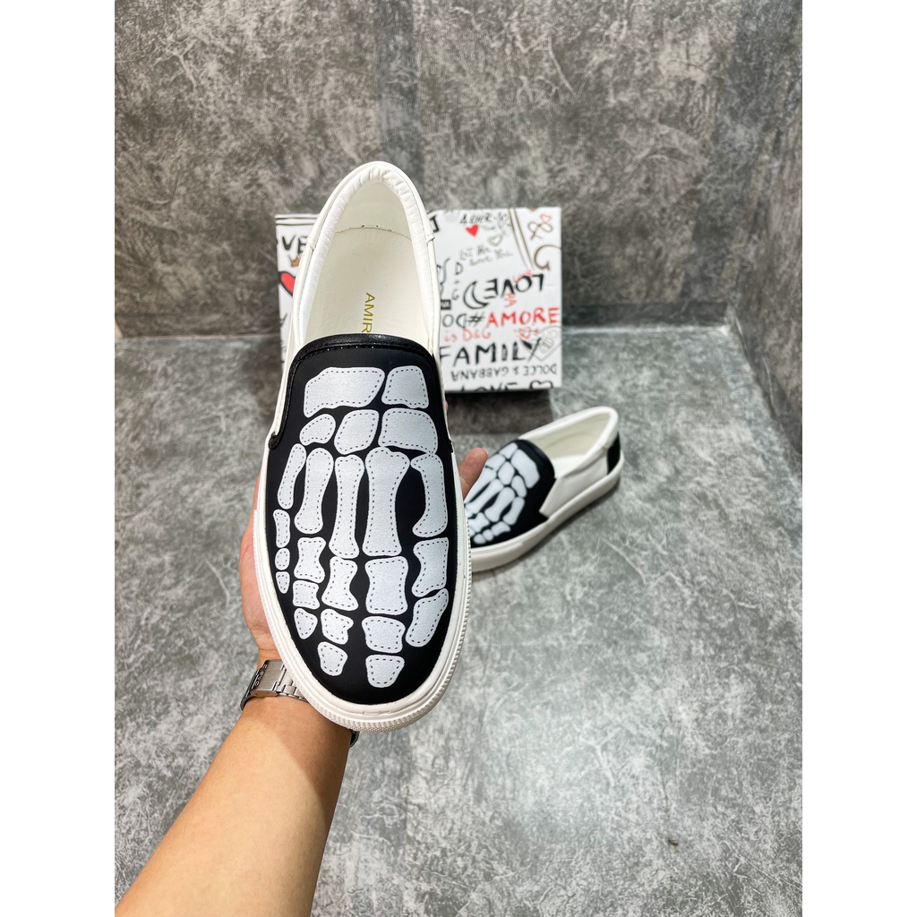Giày Slipon nam Amiri Giày Lười in hình Xương 3D, Mẫu Hot 2022 From đẹp đễ phối đồ ( Hàng cháy phố )