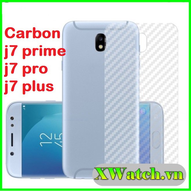 Miếng dán Carbon mặt lưng Samsung Galaxy A22 M62 A32 A72 A52 J7 Prime J7 pro A7 A8 A9  A30 A50 A20 A10 chống vân tay