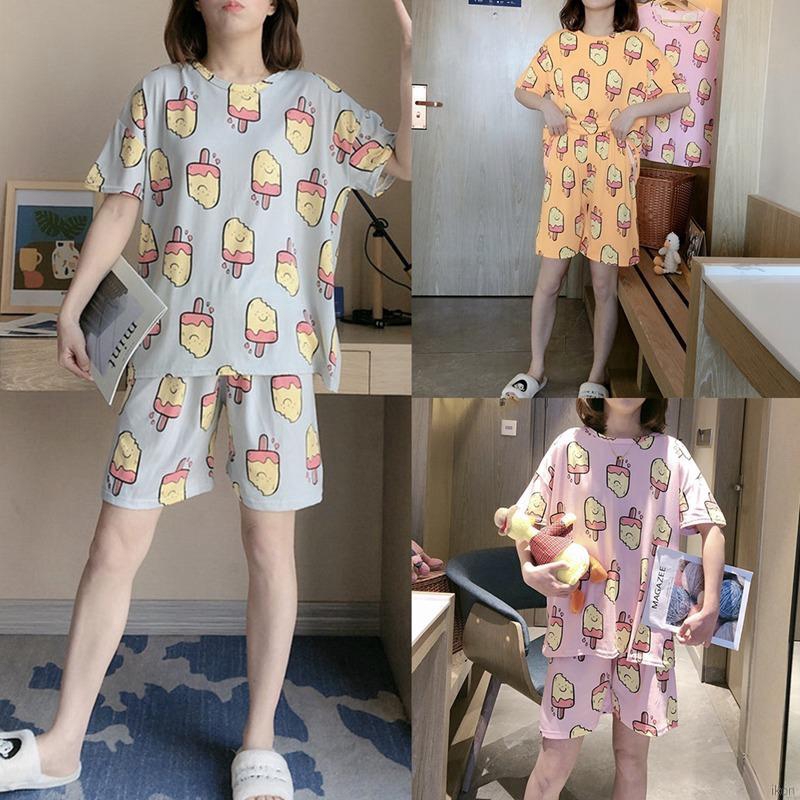 Bộ Đồ Ngủ Ngắn Tay In Hình Hoạt Hình Cho Nữ