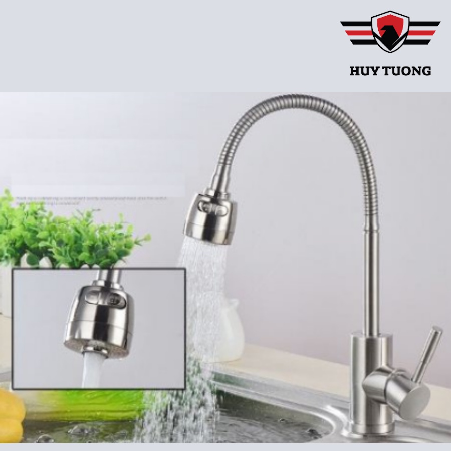 Vòi rửa chén Inox SUS 304, vòi rửa bát inox cao cấp siêu bền bĩ, dày, chắc chắn, chất lượng tuyệt vời - Huy Tưởng