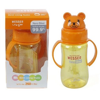 Bình tập uống nước Wesser dành cho bé hình gấu 260ml