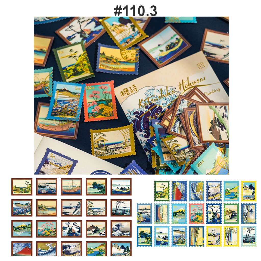 Sticker chủ đề tranh trang trí Scrapbook, sổ tay, vở  (set 40 stickers)- [ 110 ]