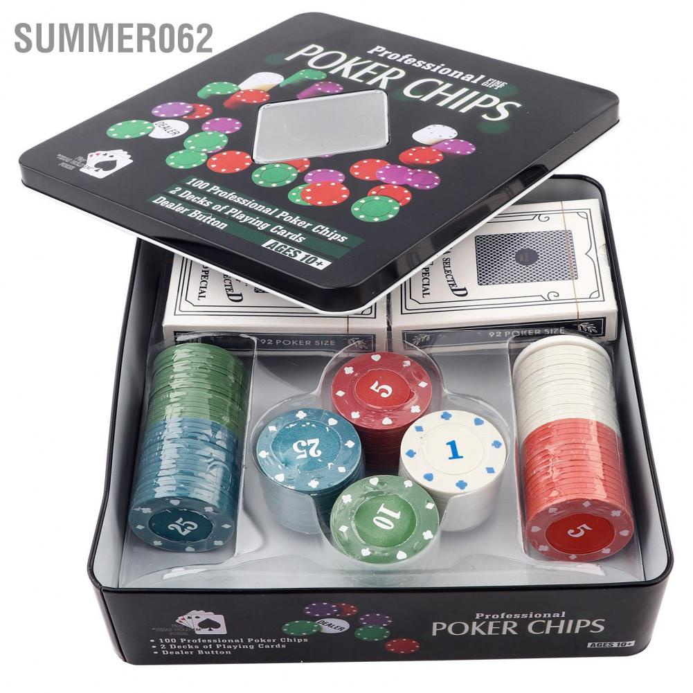 [Hàng Sẵn] 100PCS Poker Chips Cards with Portable Carrying Case for Texas Holdem Black Jack 【Summer062】