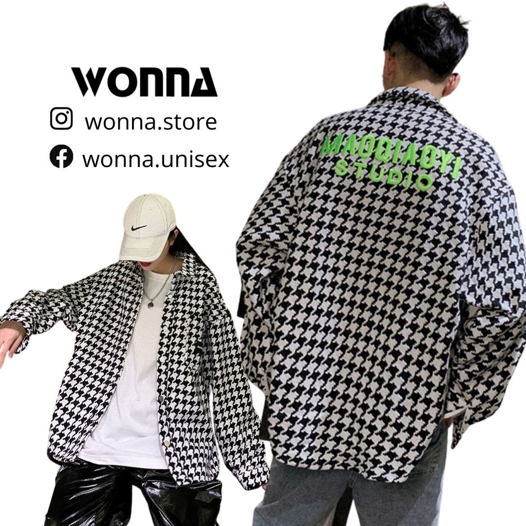 ÁO KHOÁC CARO DẠ TWEED TRẮNG ĐEN NAM NỮ ULZZANG UNISEX NỔI BẬT CHẤT DẠ CÁ TÍNH NGẦU STREET STYLE