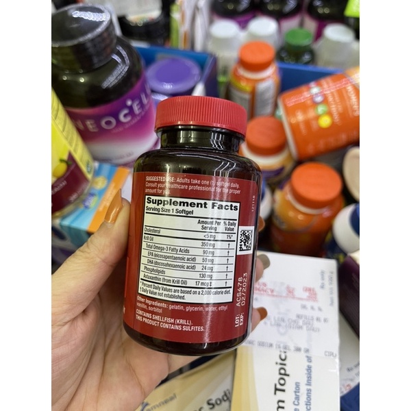 Hỗ trợ tim mạch,bổ mắt dầu cá Schiff MegaRed Omega-3 Krill Oil 500mg, 350 mg