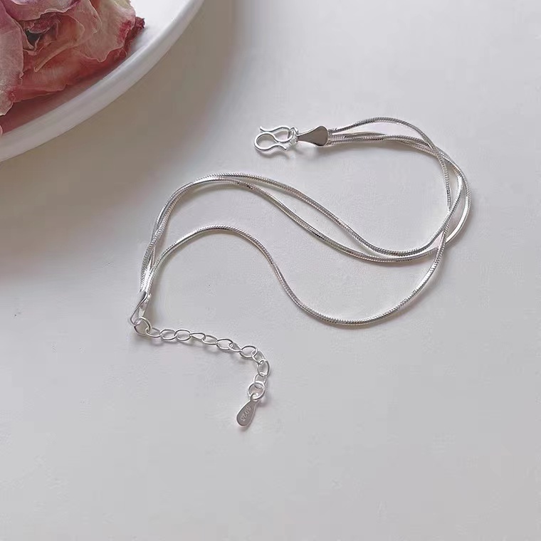 Vòng Tay Mạ Bạc 925 Nhiều Lớp Hình Xương Rắn Đơn Giản Phong Cách Hàn Quốc