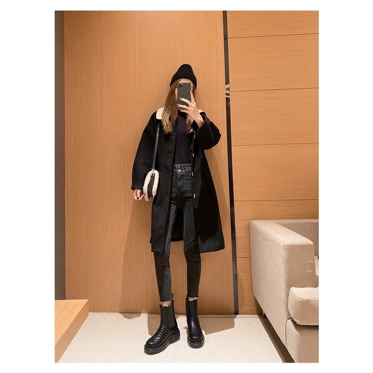 Giày Bốt Martin Đi Tuyết Dày Dặn Chống Trượt Lót Lông Cotton Cỡ Lớn Thời Trang Mùa Đông Cho Nữ