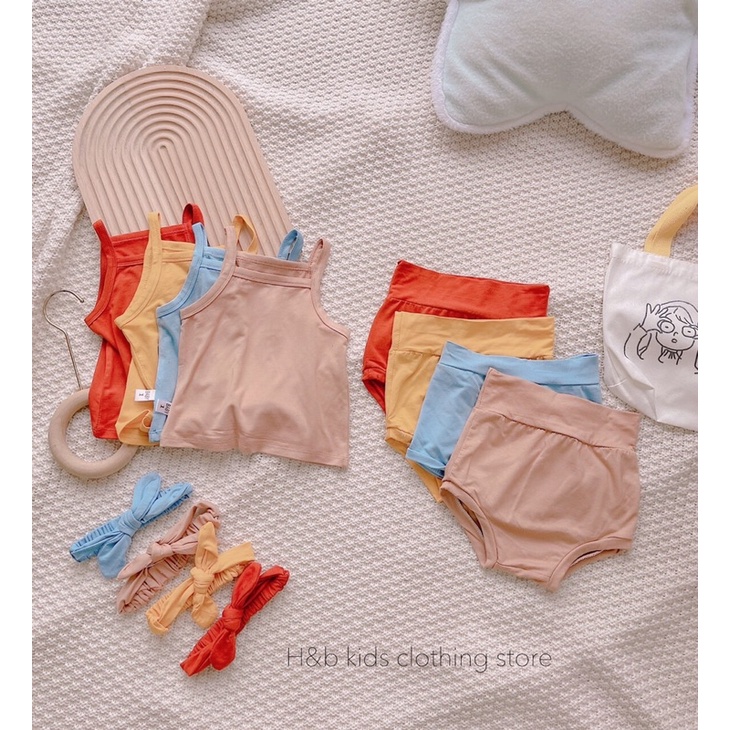 Đồ bộ 2 dây body bé trai bé gái kèm tuban xinh xắn