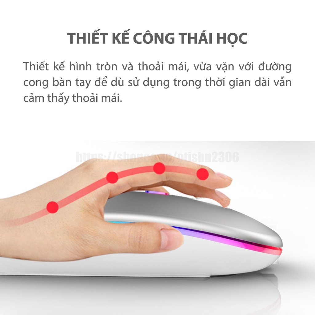 Chuột Không Dây Bluetooth Sạc Pin Sạc 1 Lần Dùng 1 Tuần Dành Cho Laptop, Macbook, PC, Tivi - Otis Shop