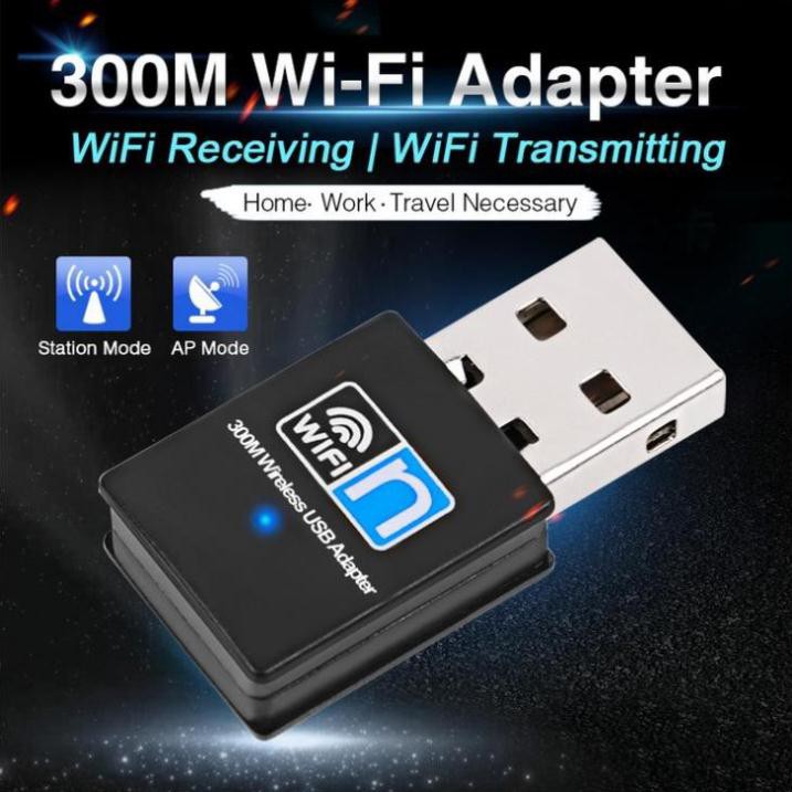 USB wifi -usb thu sóng wifi cực mạnh tốc độ 300Mbps cho máy tính, laptop (Không râu)