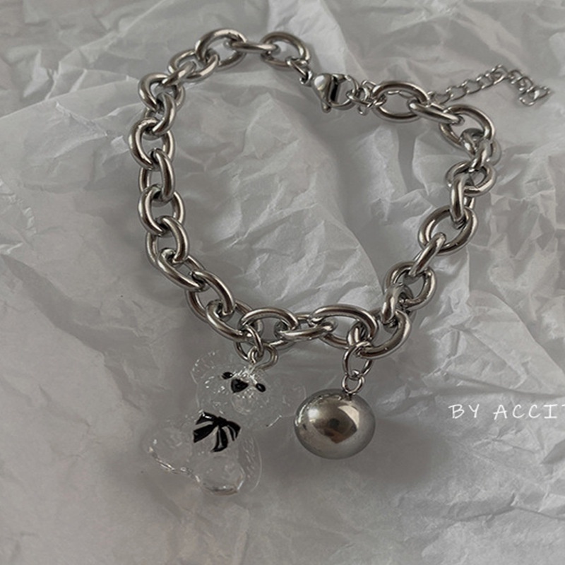 Vòng Tay Mặt Gấu Bằng Acrylic Trong Suốt Phong Cách Punk Hàn Quốc Dễ Thương Thời Trang Cho Nữ