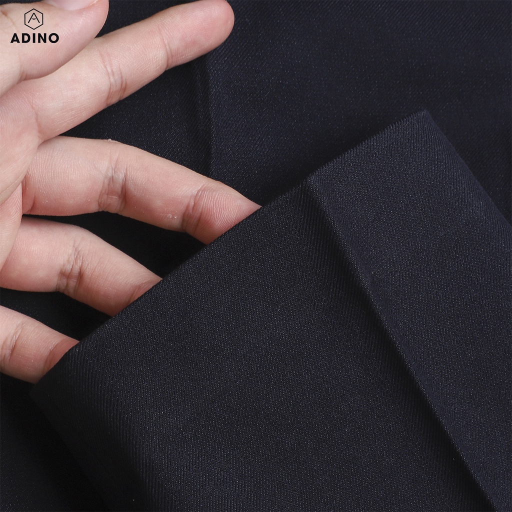 Quần âu nam ADINO màu xanh đen (than tối) vải cotton dày không bai không xù dáng công sở slimfit ống đứng hơi côn QA79