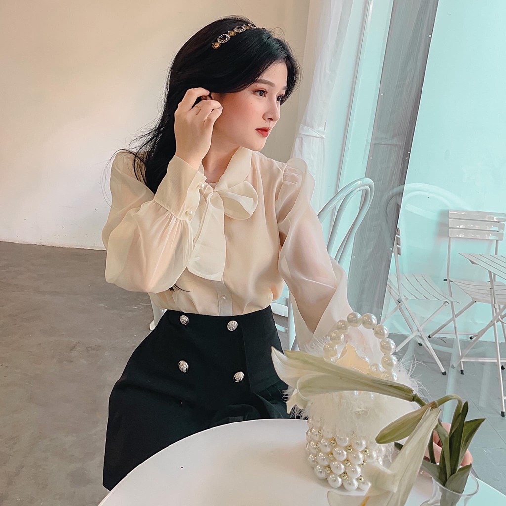 Áo sơ mi nữ thắt nơ cổ xinh xắn siêu hot hit Nina Shirt