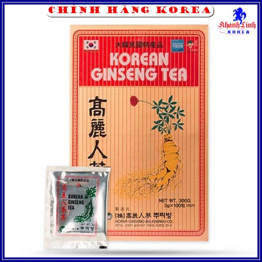 Trà Hồng Sâm Hàn Quốc Chính Hãng Buleebang, Hộp 100 gói x 3gr