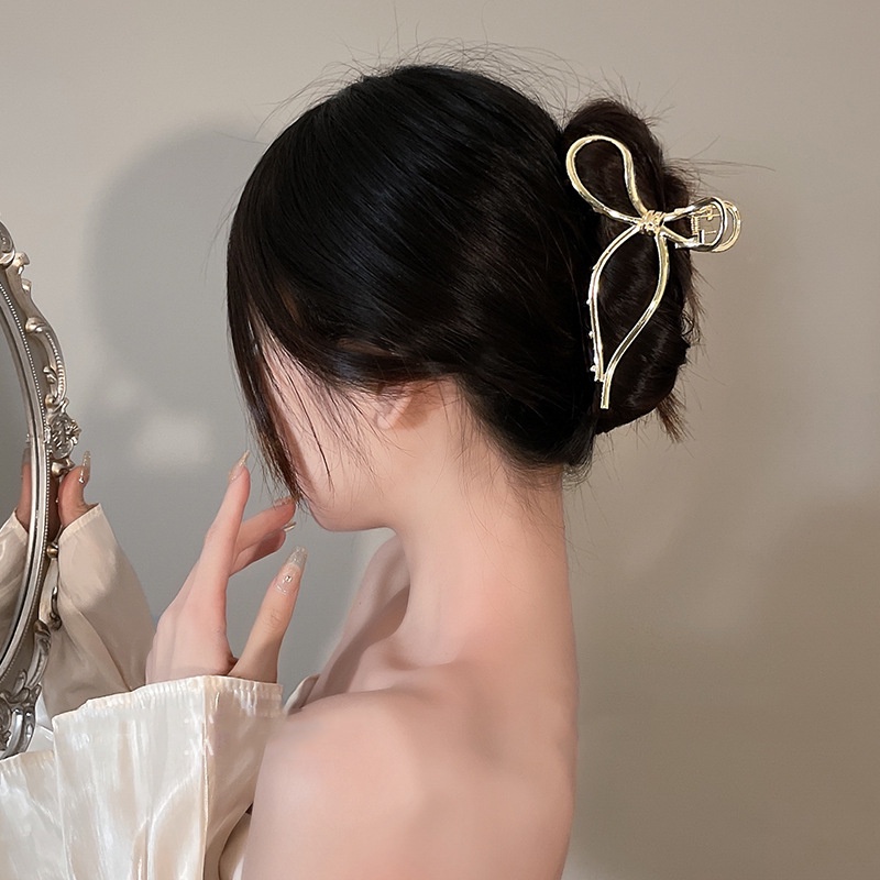 Kẹp Tóc Nơ Lớn Bằng Kim Loại Thiết Kế Đơn Giản Chất Lượng Cao