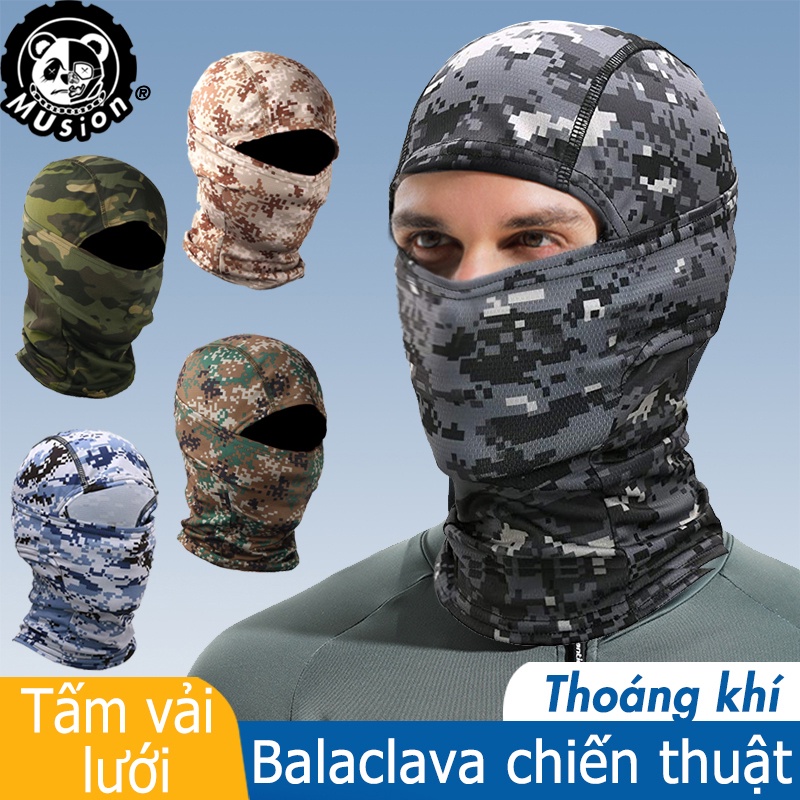 Khẩu trang Musion® chống gió họa tiết rằn ri phong cách quân đội